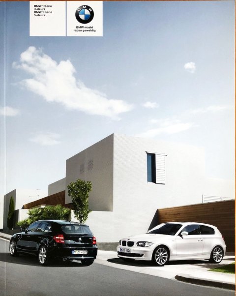 BMW 1-serie 3-deurs en 5-deurs (E81/E87) nr. 811 001 106 65, 2008 (2/08) 23,0 x 29,0, 80, NL year 2008 folder brochure