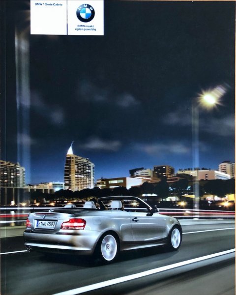 BMW 1-serie cabriolet nr. 811 001 110 65, 2008 (2:08) 23,0 x 29,0, 72, NL year 2008 folder brochure