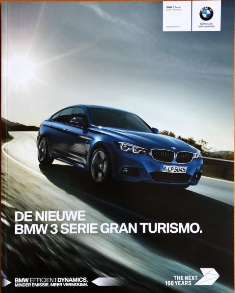 BMW 3-serie GT nr. 411 003 328 65, 2016 (2:16) 23,0 x 29,0, 52, NL year 2016 folder brochure