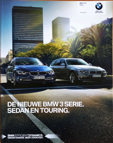 BMW 3-serie sedan en touring (F30 / F31) nr. 411 003 278 65, 2015 (2/15) 23,0 x 29,0, 60, NL year 2015 folder brochure