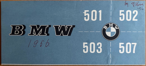 BMW 501, 502, 503, 507 nr.  , 1956 9,5 x 21,0, 18, DE year 1956 folder brochure