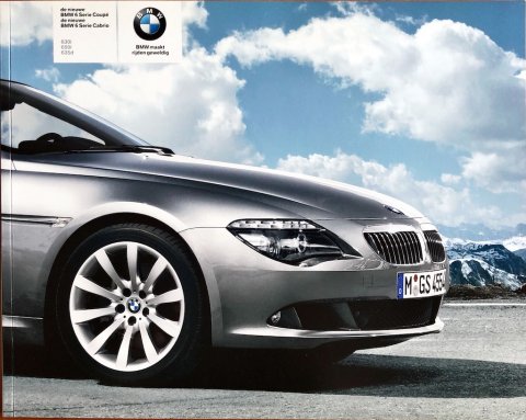 BMW 6-serie cabriolet en coupe (E63) nr. 711 006 348 65, 2007 (2/07) 23,0 x 29,0, 76, NL year 2007 folder brochure