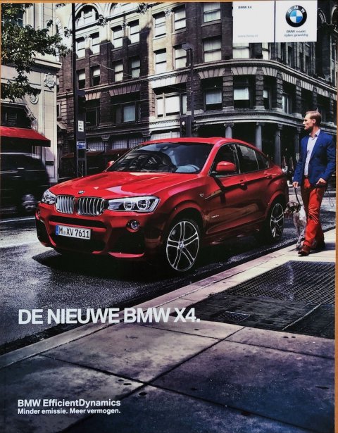 BMW X4 nr. 411 004 056 65, 2014 (1:14) 23,0 x 29,0, 52, NL year 2014 folder brochure (1)