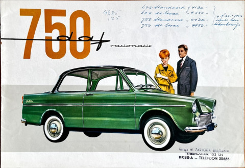 Daf 750 variomatic nr. NP 2584, 1961 09 A4, 8, NL year 1961 folder brochure