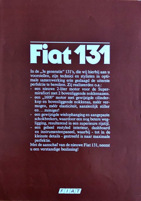 Fiat 131 nr. -, 1982-12 A4, 8, NL year 1982 folder brochure