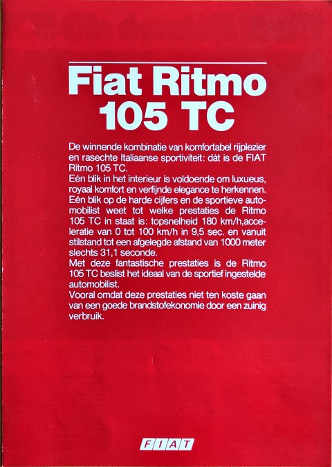 Fiat Ritmo 105 TC nr. 68457046, 1984-05 A4, 4, NL year 1984 folder brochure