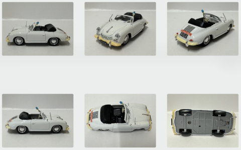 Porsche, 356 cabriolet Rijkspolitie, wit, Brumm website