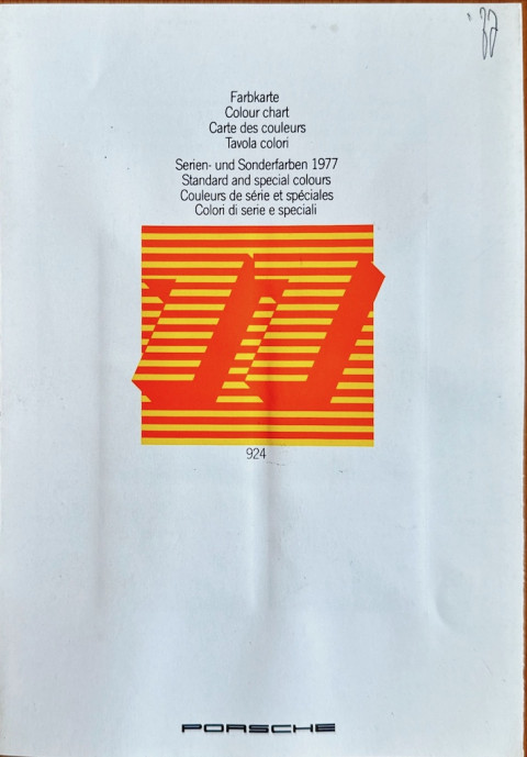 Porsche 924 kleuren 1977 nr. 1122.14, 1977 4 talig 1977 folder brochure