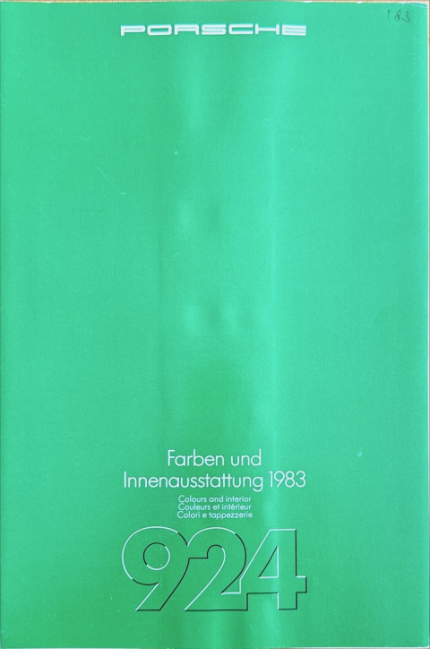 Porsche 924 kleuren 1983 nr. WVK 100 114, 1983 4 talig 1983 folder brochure