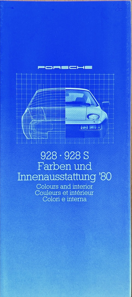 Porsche 928 kleuren 1980 nr. 1008.14, 1980 4 talig 1980 folder brochure