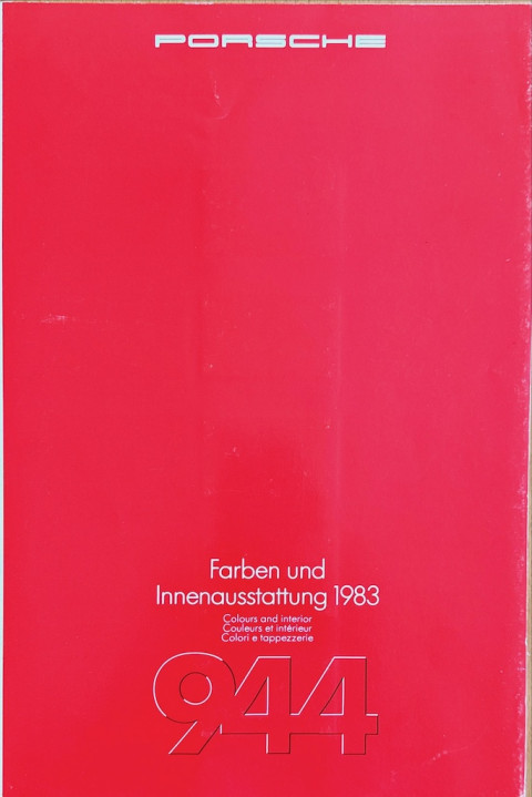 Porsche 944 kleuren 1983 nr. WVK 100 214, 1983 4 talig 1983 folder brochure