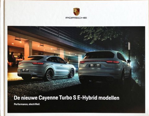 PORSCHE CAYENNE E3 TURBO S E-HYBRID WSLE200100019, 2019-08 NL FOLDER BROCHURE