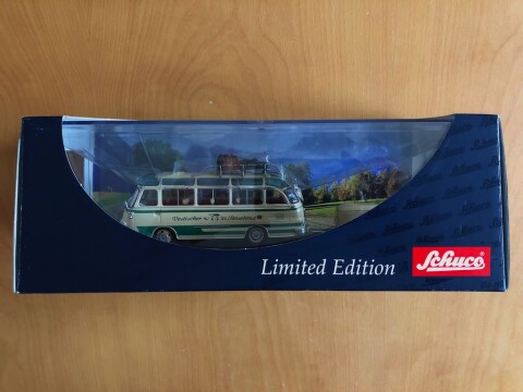 Setra S6 Bus + aanhanger Vestisher Reisedienst, 1956 1964, Schuco, 02825 #02