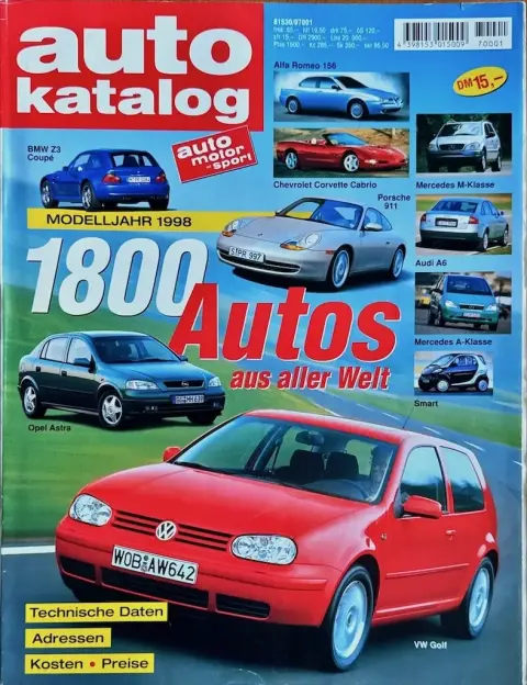 Tijdschrift Auto Katalog modelljahr 1998 Auto Motor und Sport